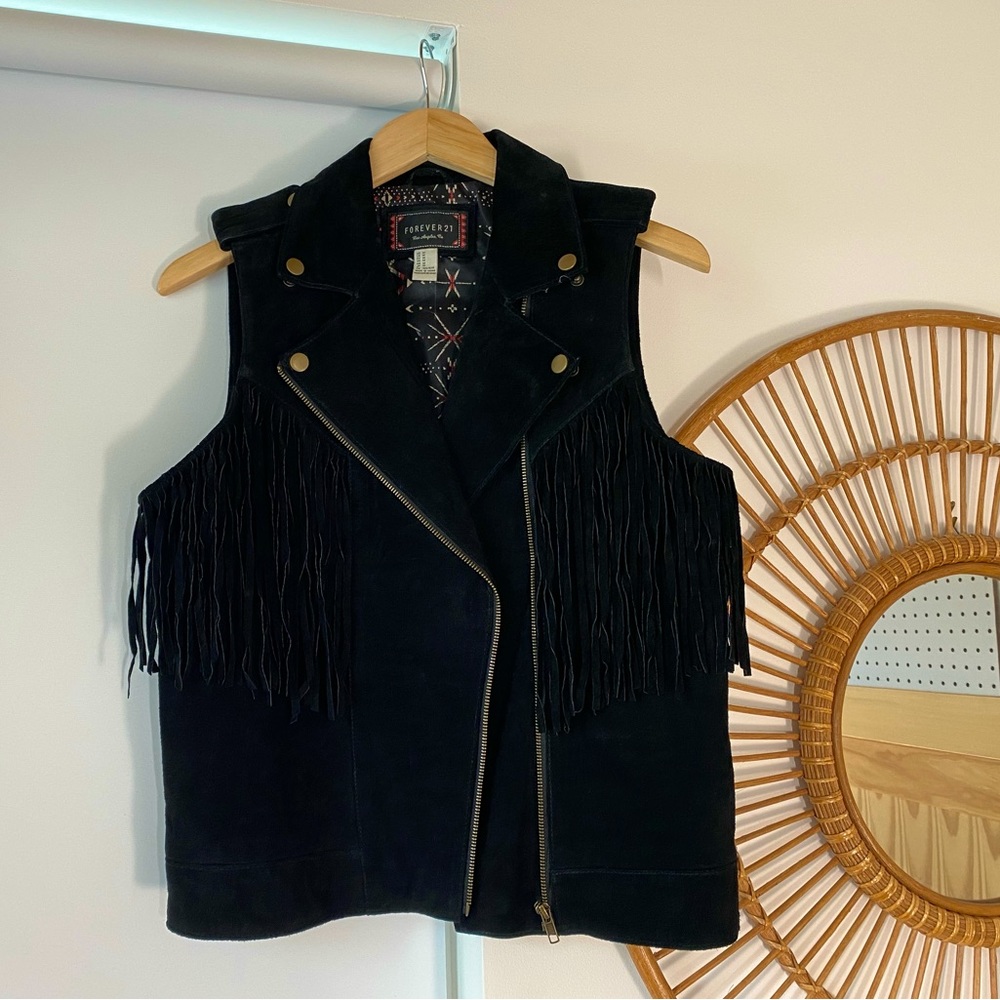 Suede fringe vest | size M | from F21
